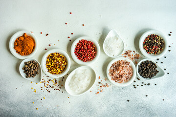 Wall Mural - Spices in the bowls as a cooking frame