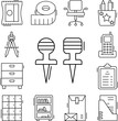 © rashadaliyev - Paper pin icon in a collection with other items