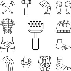 Wall Mural - Manual massage spine tool icon in a collection with other items