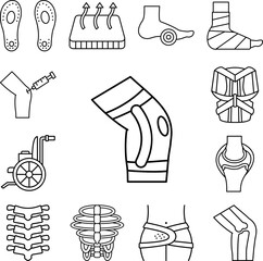 Sticker - Bandage knee medical icon in a collection with other items