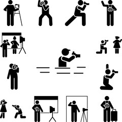 Canvas Print - Inside, outdoor, river, cameraman pictogram icon in a collection with other items