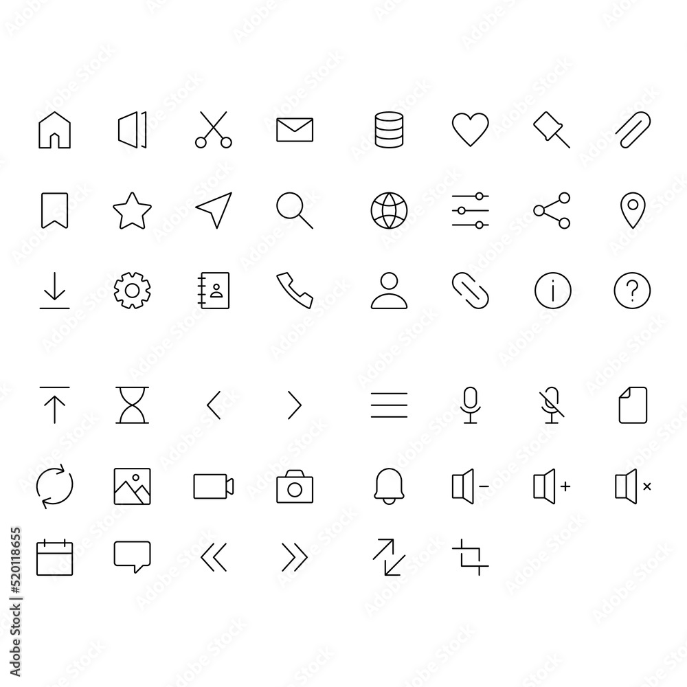 User Interface line icon set. Editable vector stroke. Stock Vector ...