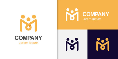 people Family teamwork networking modern logo, emblem sign symbol logotype