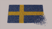 Swedish Banner Background, With People Coming Together To Form The Flag Of Sweden.
