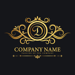 Wall Mural - Ornamental golden Luxury logo company template design