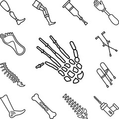 Wall Mural - Fingers fracture bones icon in a collection with other items