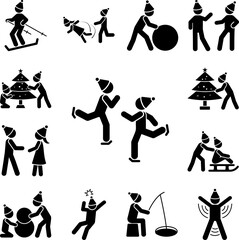 Sticker - Men skiing icon in a collection with other items