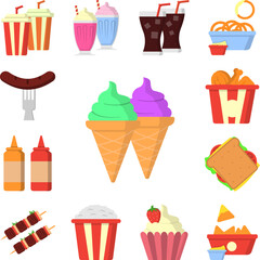 Canvas Print - Ice cream horn color icon in a collection with other items