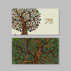 Poster - Vintage tree of life with roots, concept art for your business. Creative ideas for cards, banner, web, promotional materials. Corporate identity template. Vector illustration