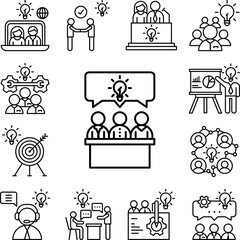 Wall Mural - Conference idea icon in a collection with other items