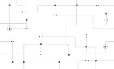 Poster - Technology circuit board system connected dots and lines background template. Big data blockchain linked global digital database graphic vector