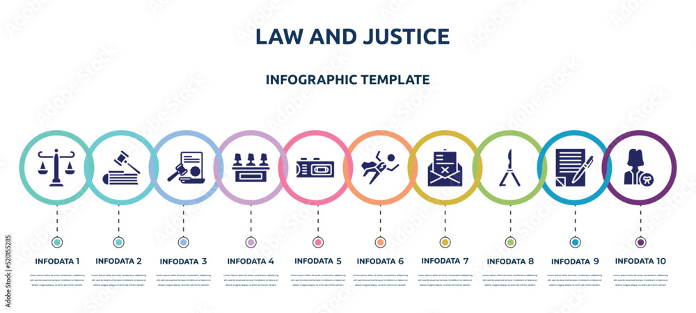 law and justice concept infographic design template. included ...