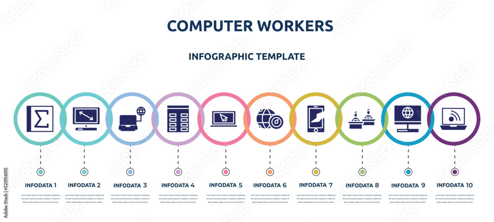 Computer Operator Infographic computer workers concept infographic design template. included ...