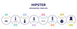 hipster concept infographic design template. included moustaches, combs, toothpaste, remover, grace, barbershop pole, hairy, tall hat icons and 8 option or steps.