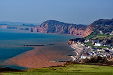 A View Of Sidmouth In Devon From High On The Cliffs To The East Of The Town