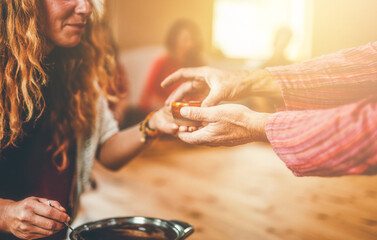 Sticker - Cacao ceremony, heart opening medicine. Ceremony space.