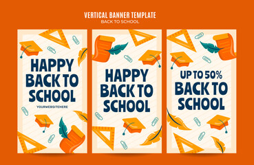 Back to School Web Banner for Social Media Vertical Poster, banner, space area and background