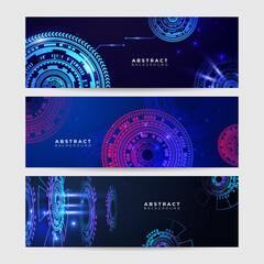 abstract technology particles lines mesh background. blue technology digital banner design