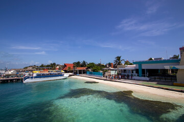 The ferry port on Isla Mujeres near Cancun, Mexico