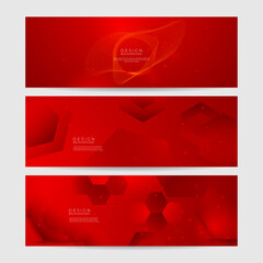 Modern red abstract banner background. Red banner template vector illustration with 3d overlap layer and geometric wave shapes. Futuristic technology digital abstract red colorful design banner.