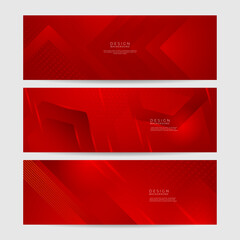 Modern red abstract banner background. Red banner template vector illustration with 3d overlap layer and geometric wave shapes. Futuristic technology digital abstract red colorful design banner.