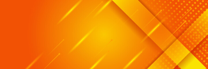 Abstract minimal orange background, simple background with halftone hexagon dot line wave and shiny light. orange background design . abstract orange banner vector illustration