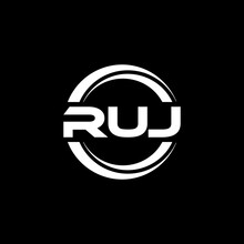 RUJ Letter Logo Design With Black Background In Illustrator, Vector Logo Modern Alphabet Font Overlap Style. Calligraphy Designs For Logo, Poster, Invitation, Etc.