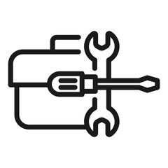 Tool box line icon. Toolbox, toolkit, instrument. Fixing, repair and renovation vector illustration