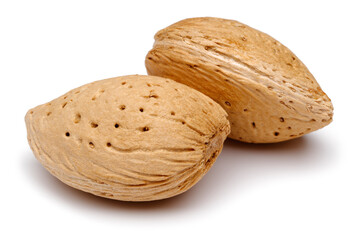 Wall Mural - almonds isolated on white background