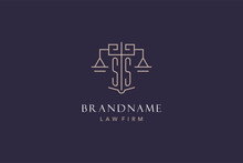 Initial Letter SS Logo With Scale Of Justice Logo Design, Luxury Legal Logo Geometric Style
