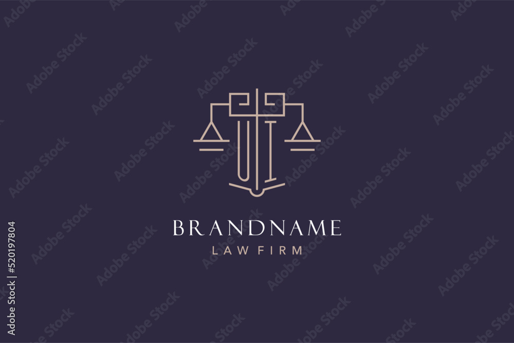 Initial letter UI logo with scale of justice logo design, luxury legal ...