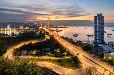 Wall Mural - Bai Chay bridge in Ha Long city, Quang Ninh province, Vietnam