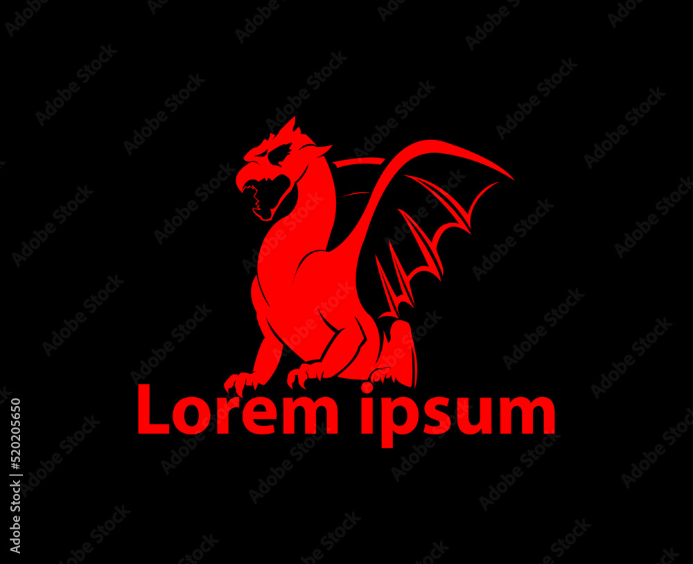 Fairy tale dragons, magic creature with tail and wings. Vector cartoon ...