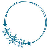 Fototapeta Dinusie - Snowflakes christmas wreath svg, Circle winter frame svg
