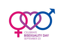 Celebrate Bisexuality Day Vector. Gender Symbol With Heart Shape Design Element. Bisexual Pride Flag Icon Isolated On A White Background. September 23. Important Day