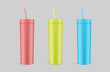 16oz Skinny Tumblers Mugs Matte Colored Acrylic Tumblers With Lids And Straws mockup