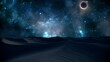 Total Solar Eclipse in a Desert Night - Loop Landscape Motion Background