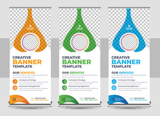 Wall Mural - Roll up banner design template, vertical, abstract background, pull up design, modern x-banner template