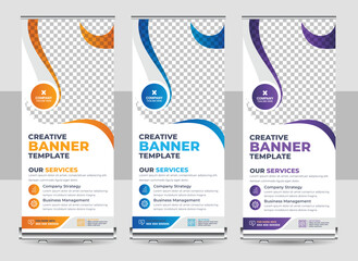 Wall Mural - Business Roll Up Banner, corporate Roll up background for Presentation, Vertical roll up, x-stand, exhibition display