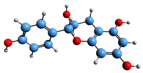  3D image of Epiafzelechin skeletal formula - molecular chemical structure of Afzelechin isolated on white background
