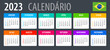 Vector template of color 2023 calendar - Brazilian version