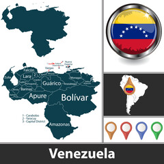 Wall Mural - Map of Venezuela
