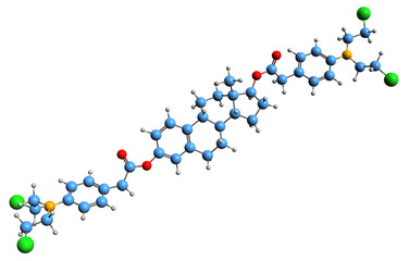 Wall Mural -  3D image of Estradiol mustard skeletal formula - molecular chemical structure of  synthetic steroidal estrogen isolated on white background
