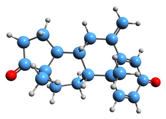 Sticker - 3D image of Exemestane skeletal formula - molecular chemical structure of Aromatase inhibitor isolated on white background
