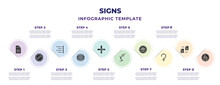 Signs Infographic Design Template With Text Documents, Prohibition, Align Right, World Grid, Addition, Kitesurf, Gift Shop, Ceres, Fire Hazard Icons. Can Be Used For Web, Banner, Info Graph.