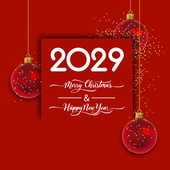 Wall Mural - 2029 Happy New Year in golden design, Holiday greeting card design.