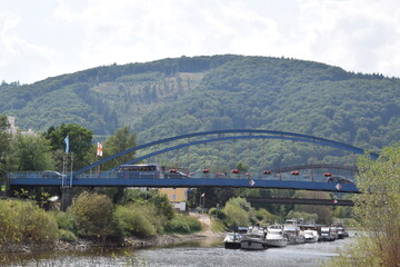 Canvas Print - blaue Brücke in Lahnstein