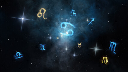 Wall Mural - zodiac signs background
