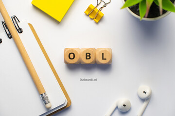 Concept business marketing acronym OBL or Outbound Link