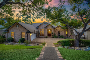 country house at sunset